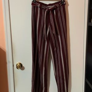NWOT Maroon Striped Palazzo Gaucho Pants